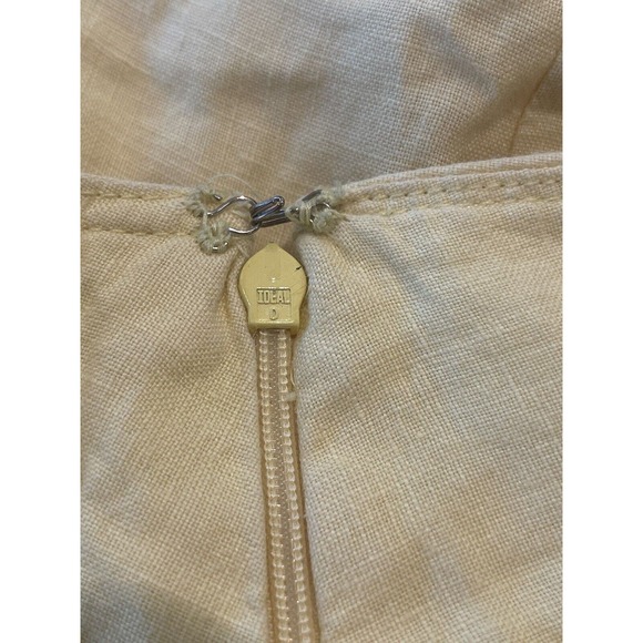 Banana Republic Women’s 10 Linen Skirt Yellow & Brown Buttons Pockets‎ Side Zip - Picture 3 of 6